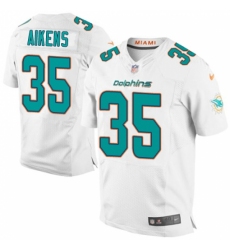 Men's Nike Miami Dolphins #35 Walt Aikens Elite White NFL Jersey