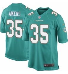 Men's Nike Miami Dolphins #35 Walt Aikens Game Aqua Green Team Color NFL Jersey