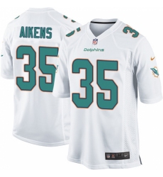 Men's Nike Miami Dolphins #35 Walt Aikens Game White NFL Jersey