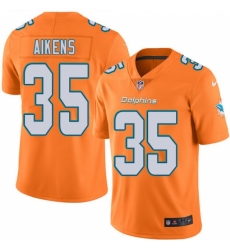 Men's Nike Miami Dolphins #35 Walt Aikens Limited Orange Rush Vapor Untouchable NFL Jersey