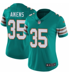 Women's Nike Miami Dolphins #35 Walt Aikens Elite Aqua Green Alternate NFL Jersey