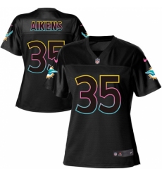 Women's Nike Miami Dolphins #35 Walt Aikens Game Black Fashion NFL Jersey