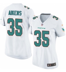 Women's Nike Miami Dolphins #35 Walt Aikens Game White NFL Jersey