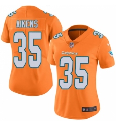 Women's Nike Miami Dolphins #35 Walt Aikens Limited Orange Rush Vapor Untouchable NFL Jersey