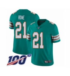 Men's Miami Dolphins #21 Eric Rowe Aqua Green Alternate Vapor Untouchable Limited Player 100th Season Football Jersey