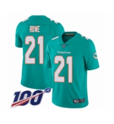 Men's Miami Dolphins #21 Eric Rowe Aqua Green Team Color Vapor Untouchable Limited Player 100th Season Football Jersey