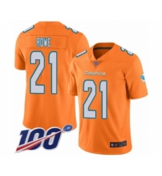 Men's Miami Dolphins #21 Eric Rowe Limited Orange Rush Vapor Untouchable 100th Season Football Jersey