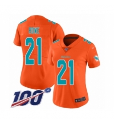 Women's Miami Dolphins #21 Eric Rowe Limited Orange Inverted Legend 100th Season Football Jersey
