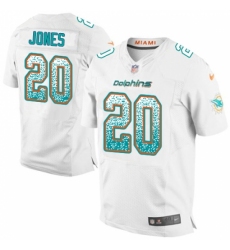 Men's Nike Miami Dolphins #20 Reshad Jones Elite White Road Drift Fashion NFL Jersey