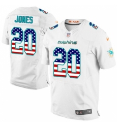 Men's Nike Miami Dolphins #20 Reshad Jones Elite White Road USA Flag Fashion NFL Jersey