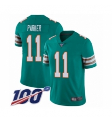 Men's Miami Dolphins #11 DeVante Parker Aqua Green Alternate Vapor Untouchable Limited Player 100th Season Football Jersey