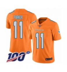 Men's Miami Dolphins #11 DeVante Parker Limited Orange Rush Vapor Untouchable 100th Season Football Jersey