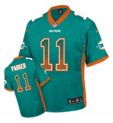 Men's Nike Miami Dolphins #11 DeVante Parker Elite Aqua Green Drift Fashion NFL Jersey