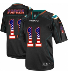Men's Nike Miami Dolphins #11 DeVante Parker Elite Black USA Flag Fashion NFL Jersey
