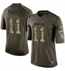 Men's Nike Miami Dolphins #11 DeVante Parker Elite Green Salute to Service NFL Jersey