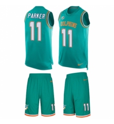 Men's Nike Miami Dolphins #11 DeVante Parker Limited Aqua Green Tank Top Suit NFL Jersey