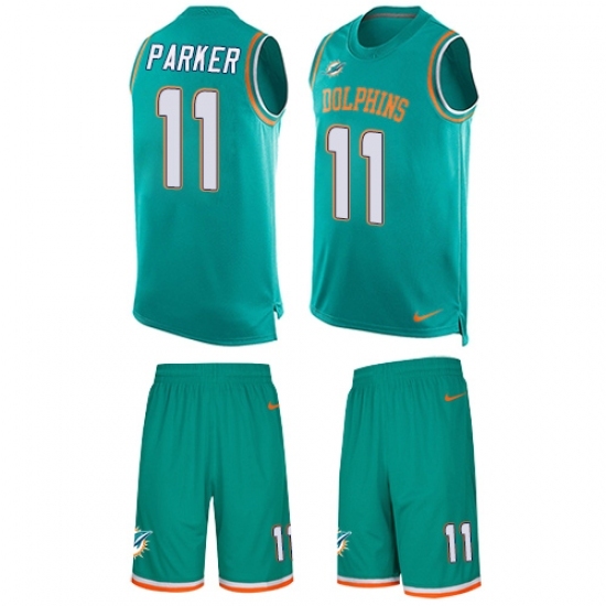 Men's Nike Miami Dolphins #11 DeVante Parker Limited Aqua Green Tank Top Suit NFL Jersey Men's Nike Miami Dolphins #11 DeVante Parker Limited Aqua Green Tank Top Suit NFL Jersey