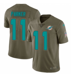 Men's Nike Miami Dolphins #11 DeVante Parker Limited Olive 2017 Salute to Service NFL Jersey