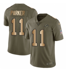 Men's Nike Miami Dolphins #11 DeVante Parker Limited Olive/Gold 2017 Salute to Service NFL Jersey