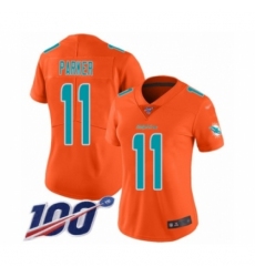 Women's Miami Dolphins #11 DeVante Parker Limited Orange Inverted Legend 100th Season Football Jersey