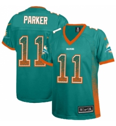 Women's Nike Miami Dolphins #11 DeVante Parker Elite Aqua Green Drift Fashion NFL Jersey