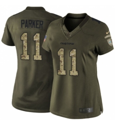 Women's Nike Miami Dolphins #11 DeVante Parker Elite Green Salute to Service NFL Jersey