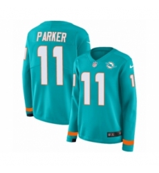 Women's Nike Miami Dolphins #11 DeVante Parker Limited Aqua Therma Long Sleeve NFL Jersey