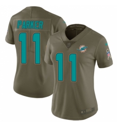Women's Nike Miami Dolphins #11 DeVante Parker Limited Olive 2017 Salute to Service NFL Jersey