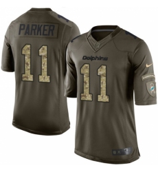 Youth Nike Miami Dolphins #11 DeVante Parker Elite Green Salute to Service NFL Jersey
