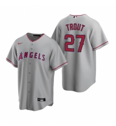 Men's Nike Los Angeles Angels #27 Mike Trout Gray Road Stitched Baseball Jersey