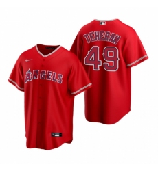 Men's Nike Los Angeles Angels #49 Julio Teheran Red Alternate Stitched Baseball Jersey