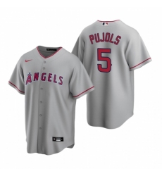 Men's Nike Los Angeles Angels #5 Albert Pujols Gray Road Stitched Baseball Jersey