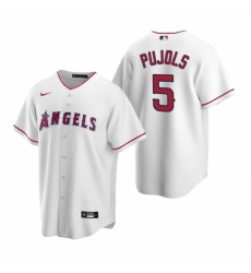 Men's Nike Los Angeles Angels #5 Albert Pujols White Home Stitched Baseball Jersey