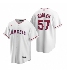Men's Nike Los Angeles Angels #57 Hansel Robles White Home Stitched Baseball Jersey