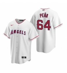 Men's Nike Los Angeles Angels #64 Felix Pena White Home Stitched Baseball Jersey
