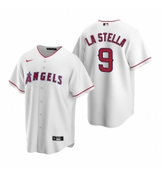 Men's Nike Los Angeles Angels #9 Tommy La Stella White Home Stitched Baseball Jersey