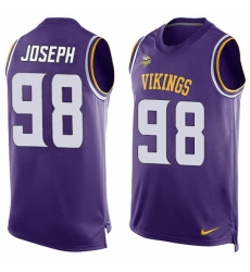 Men's Nike Minnesota Vikings #98 Linval Joseph Limited Purple Player Name & Number Tank Top NFL Jersey