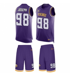 Men's Nike Minnesota Vikings #98 Linval Joseph Limited Purple Tank Top Suit NFL Jersey