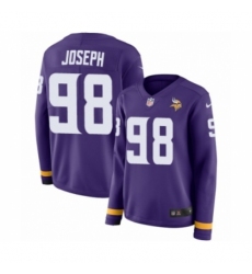 Women's Nike Minnesota Vikings #98 Linval Joseph Limited Purple Therma Long Sleeve NFL Jersey