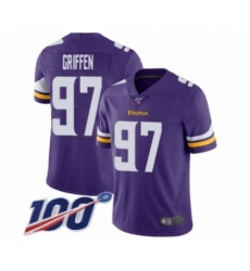 Men's Minnesota Vikings #97 Everson Griffen Purple Team Color Vapor Untouchable Limited Player 100th Season Football Jersey