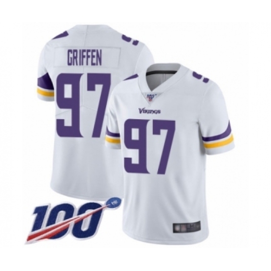Men's Minnesota Vikings #97 Everson Griffen White Vapor Untouchable Limited Player 100th Season Football Jersey Men's Minnesota Vikings #97 Everson Griffen White Vapor Untouchable Limited Player 100th Season Football Jersey
