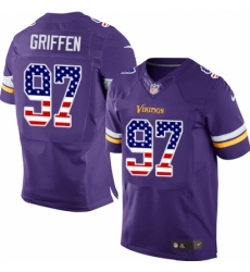 Men's Nike Minnesota Vikings #97 Everson Griffen Elite Purple Home USA Flag Fashion NFL Jersey