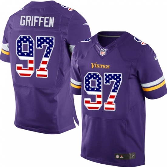 Men's Nike Minnesota Vikings #97 Everson Griffen Elite Purple Home USA Flag Fashion NFL Jersey Men's Nike Minnesota Vikings #97 Everson Griffen Elite Purple Home USA Flag Fashion NFL Jersey