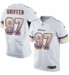 Men's Nike Minnesota Vikings #97 Everson Griffen Elite White Road Drift Fashion NFL Jersey Men's Nike Minnesota Vikings #97 Everson Griffen Elite White Road Drift Fashion NFL Jersey