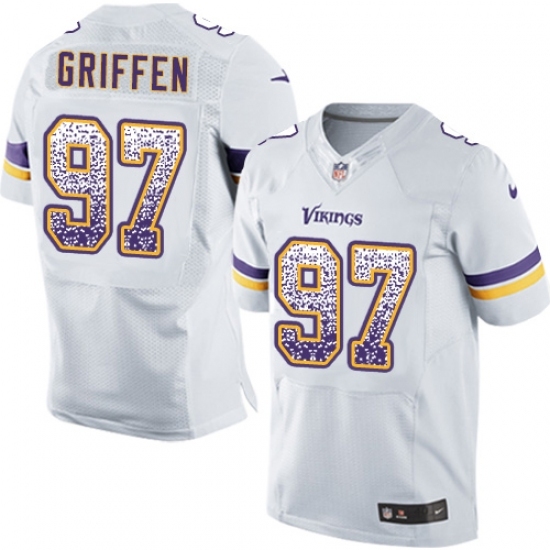 Men's Nike Minnesota Vikings #97 Everson Griffen Elite White Road Drift Fashion NFL Jersey Men's Nike Minnesota Vikings #97 Everson Griffen Elite White Road Drift Fashion NFL Jersey