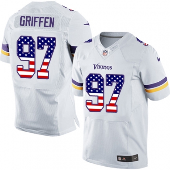 Men's Nike Minnesota Vikings #97 Everson Griffen Elite White Road USA Flag Fashion NFL Jersey Men's Nike Minnesota Vikings #97 Everson Griffen Elite White Road USA Flag Fashion NFL Jersey