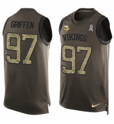 Men's Nike Minnesota Vikings #97 Everson Griffen Limited Green Salute to Service Tank Top NFL Jersey Men's Nike Minnesota Vikings #97 Everson Griffen Limited Green Salute to Service Tank Top NFL Jersey