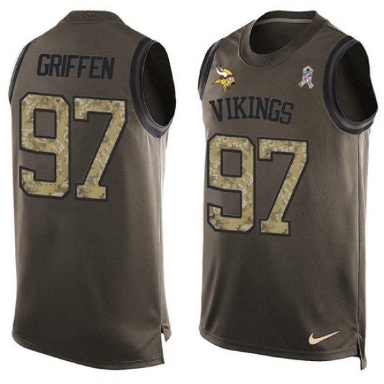 Men's Nike Minnesota Vikings #97 Everson Griffen Limited Green Salute to Service Tank Top NFL Jersey Men's Nike Minnesota Vikings #97 Everson Griffen Limited Green Salute to Service Tank Top NFL Jersey