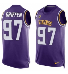 Men's Nike Minnesota Vikings #97 Everson Griffen Limited Purple Player Name & Number Tank Top NFL Jersey