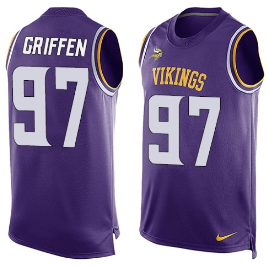 Men's Nike Minnesota Vikings #97 Everson Griffen Limited Purple Player Name & Number Tank Top NFL Jersey Men's Nike Minnesota Vikings #97 Everson Griffen Limited Purple Player Name & Number Tank Top NFL Jersey